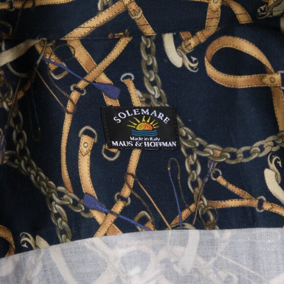 Solemare Maus & Hoffman Button Down Print Horse Polo Equestrian Sz. 2XL Party - Picture 3 of 7